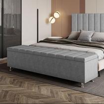 Calçadeira Baú Recamier Estofado Casal 140 cm Ônix Veludo