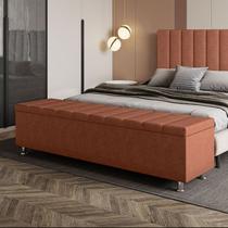 Calçadeira Baú Recamier Estofado Queen 160 cm Ônix Veludo