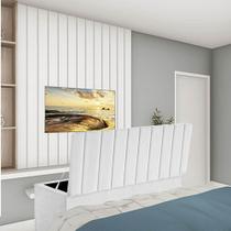 Calçadeira Baú Recamier Queen 160CM Carla material sintético Branco - D A DECOR