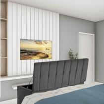 Calçadeira Baú Recamier Queen 160CM Kiara Suede Cinza Escuro - D A DECOR