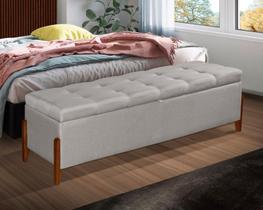 Calçadeira Baú Recamier Sapateira Viena 135 cm P/ Cama de Casal em Linho - ARTE & CASA