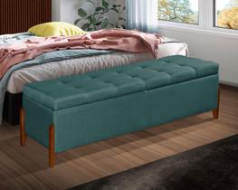 Calçadeira Baú Recamier Sapateira Viena 195cm P/ Cama King em Linho