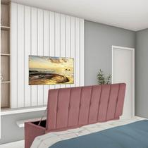 Calçadeira Baú Recamier Solteiro 100CM Kiara Suede Rosê - D A DECOR