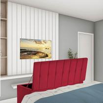 Calçadeira Baú Recamier Solteiro 100CM Kiara Suede Vermelho - D A DECOR