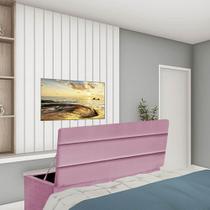 Calçadeira Baú Recamier Solteiro 90CM Argentina material sintético Rosa - D A DECOR