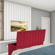 Calçadeira Baú Recamier Solteiro 90CM Carla material sintético Vermelho - D A DECOR