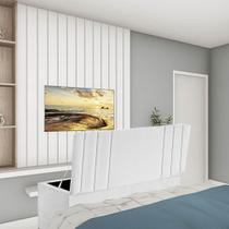 Calçadeira Baú Recamier Solteiro 90CM Grécia material sintético Branco - D A DECOR