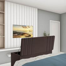 Calçadeira Baú Recamier Solteiro 90CM Grécia material sintético Marrom - D A DECOR