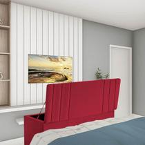 Calçadeira Baú Recamier Solteiro 90CM Grécia material sintético Vermelho - D A DECOR