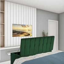 Calçadeira Baú Recamier Solteiro 90CM Kiara Suede Verde - D A DECOR