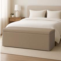 Calçadeira Baú Solteiro 0,90m Grécia Boucle Capuccino Dal Poz Estofados