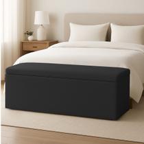 Calçadeira Baú Solteiro 0,90m Grécia Boucle Preto Dal Poz Estofados