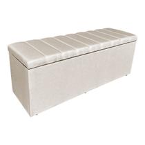 Calçadeira Baú Solteiro 0,90m Londres Suede Bege Dal Poz Estofados