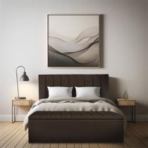 Calçadeira Baú Solteiro 0,90m Londres Suede Marrom Dal Poz Estofados