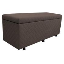 Calçadeira Baú Solteiro 90cm Estofada Liz S05 Suede Bordado Marrom - Mpozenato