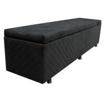 Calçadeira Baú Solteiro 90cm Estofada Liz S05 Suede Bordado Preto - Mpozenato