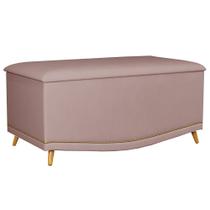 Calçadeira Baú Solteiro 90cm Imperial J02 Veludo Rosê - Mpozenato