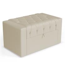 Calçadeira Báu Solteiro Atena 90cm Capitonê Suede Bege Claro - Abmaza