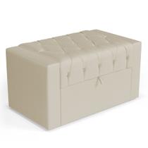 Calçadeira Báu Solteiro Atena 90cm Capitonê Suede Bege Claro - Desk Design Calçadeira Báu Solteiro Atena 90cm Capitonê Suede Bege Claro - Desk Design