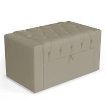 Calçadeira Báu Solteiro Atena 90cm Capitonê Veludo Bege - Abmaza