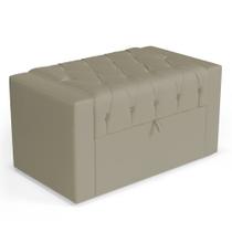Calçadeira Báu Solteiro Atena 90cm Capitonê Veludo Bege - Desk Design