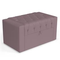 Calçadeira Báu Solteiro Atena 90cm Capitonê Veludo Rosê - Desk Design
