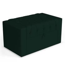 Calçadeira Báu Solteiro Atena 90cm Capitonê Veludo Verde Escuro - Abmaza