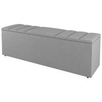 Calçadeira Baú Solteiro Grace 90cm Suede Cinza Claro - Desk Design