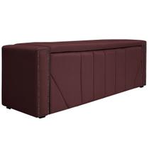 Calçadeira Baú Solteiro Minsk P02 90 cm para cama Box Sintético Bordô - Amarena Móveis