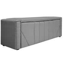 Calçadeira Baú Solteiro Minsk P02 90 cm para cama Box Sintético Cinza - Amarena Móveis