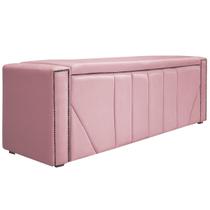 Calçadeira Baú Solteiro Minsk P02 90 cm para cama Box Suede - ADJ Decor