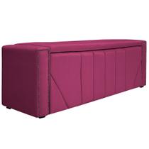 Calçadeira Baú Solteiro Minsk P02 90 cm para cama Box Suede Pink - Amarena Móveis
