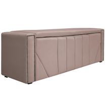 Calçadeira Baú Solteiro Minsk P02 90 cm para cama Box Suede Rosê - Amarena Móveis
