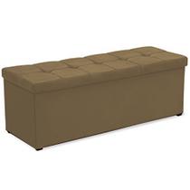 Calçadeira Baú Solteiro Poliana 90 CM Suede Cappucino - D A Decor