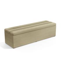 Calçadeira Baú Ursa 140 para Cama de Casal A-017 Couro Bege Aradecor