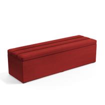 Calçadeira Baú Ursa 140 para Cama de Casal A-020 Couro Vermelho Aradecor