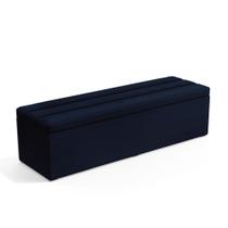 Calçadeira Baú Ursa 140 para Cama de Casal N-025 Veludo Azul Marinho Aradecor