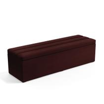 Calçadeira Baú Ursa 140 para Cama de Casal N-034 Veludo Bordô Aradecor