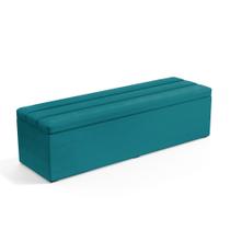 Calçadeira Baú Ursa 195 para Cama King Z-016 Sued Azul Turquesa Aradecor
