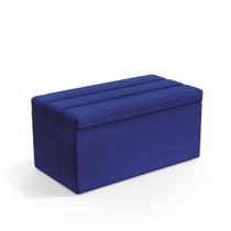 Calçadeira Baú Ursa 90 para Cama de Solteiro A-019 Couro Azul Aradecor