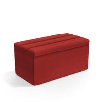 Calçadeira Baú Ursa 90 para Cama de Solteiro A-020 Couro Vermelho Aradecor