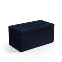 Calçadeira Baú Ursa 90 para Cama de Solteiro N-025 Veludo Azul Marinho Aradecor
