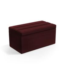 Calçadeira Baú Ursa 90 para Cama de Solteiro N-034 Veludo Bordô Aradecor