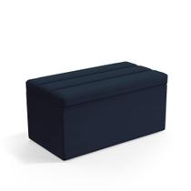 Calçadeira Baú Ursa 90 para Cama de Solteiro Z-007 Sued Azul Marinho Aradecor