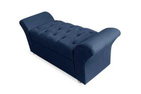 Calçadeira Baú Veneza Para Cama Casal 140 cm Suede Azul Marinho LM DECOR