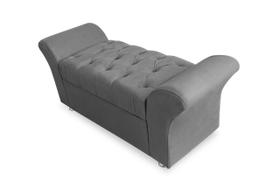 Calçadeira Baú Veneza Para Cama Solteiro 90 cm Suede Cinza DL Decor