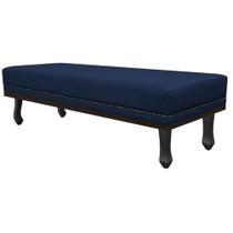 Calçadeira Casal Orlando P02 140 cm para cama Box Suede Azul Marinho - Amarena Móveis