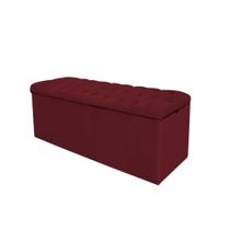 Calçadeira Com Baú Estofada Capitonê Livia 100cm Solteiro Para Cama Box Suede Vermelho - Gat Magazine