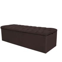 Calçadeira Com Baú Estofada Capitonê Livia 140cm Casal Para Cama Box Suede Marrom - Gat Magazine