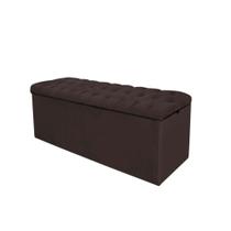 Calçadeira Com Baú Estofada Capitonê Livia 90cm Solteiro Para Cama Box Suede Marrom - Gat Magazine